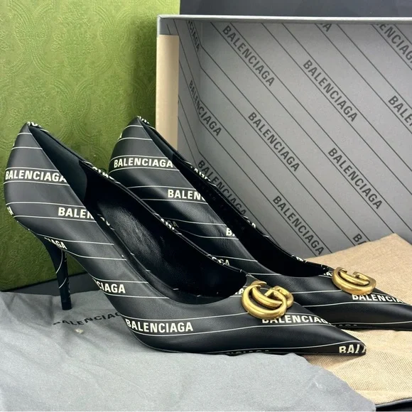 RARE! Sale! Gucci x Balenciaga Leather Heels NEW IN BOX WITH SHOE BAGS - Picture 10 of 12